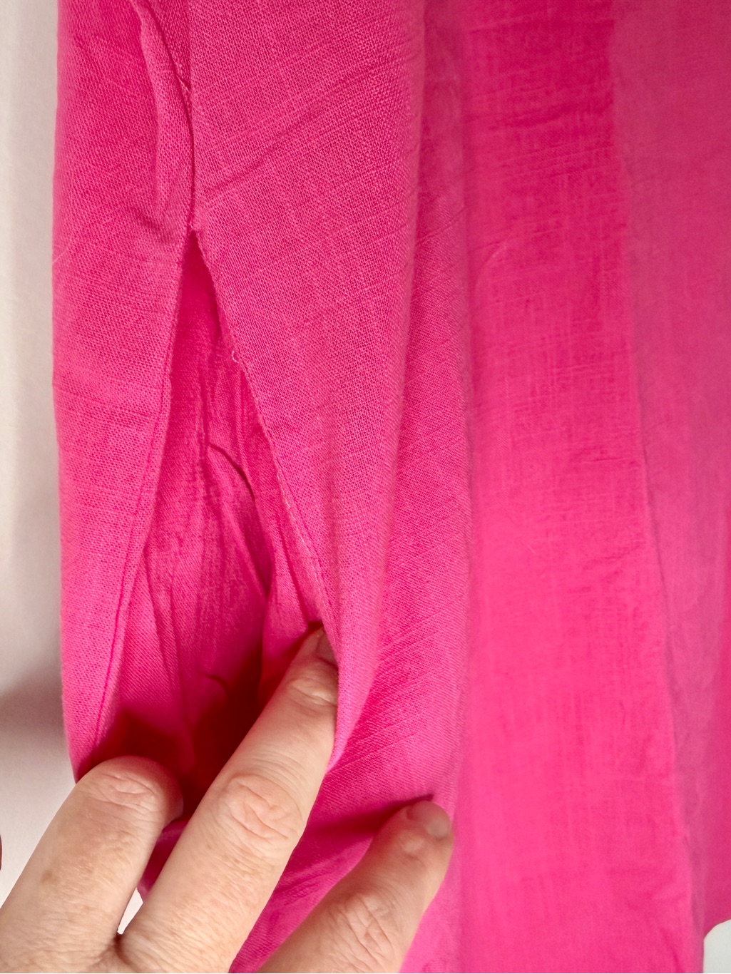 Hot Pink 100% Cotton Collard Shirt Dress Xl | Mini Shift With Pockets Nwt — image 3 of 8